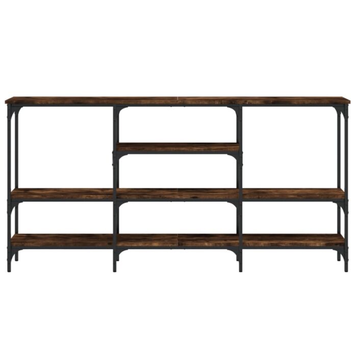 Table console chêne fumé 160x29x80 cm bois d'ingénierie – Image 3