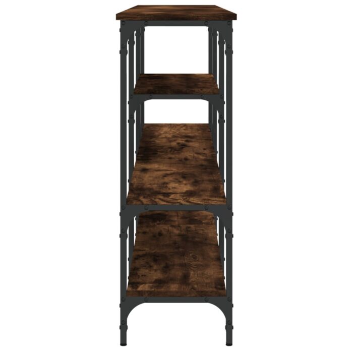 Table console chêne fumé 160x29x80 cm bois d'ingénierie – Image 4