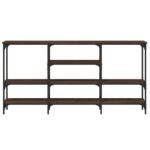 Table console chêne marron 160x29x80 cm bois d'ingénierie – Image 3