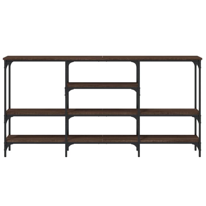 Table console chêne marron 160x29x80 cm bois d'ingénierie – Image 3