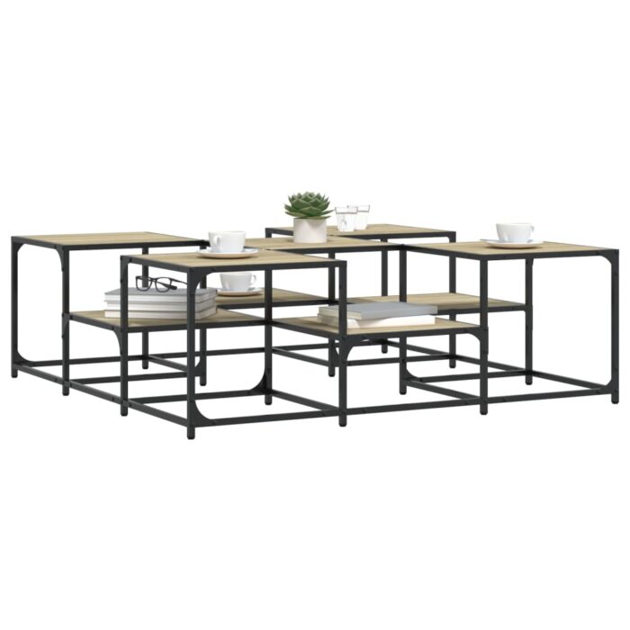 Table basse chêne sonoma 121x121x40 cm bois d'ingénierie – Image 2