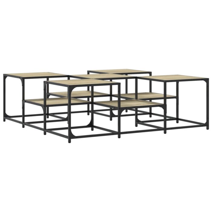Table basse chêne sonoma 121x121x40 cm bois d'ingénierie – Image 5