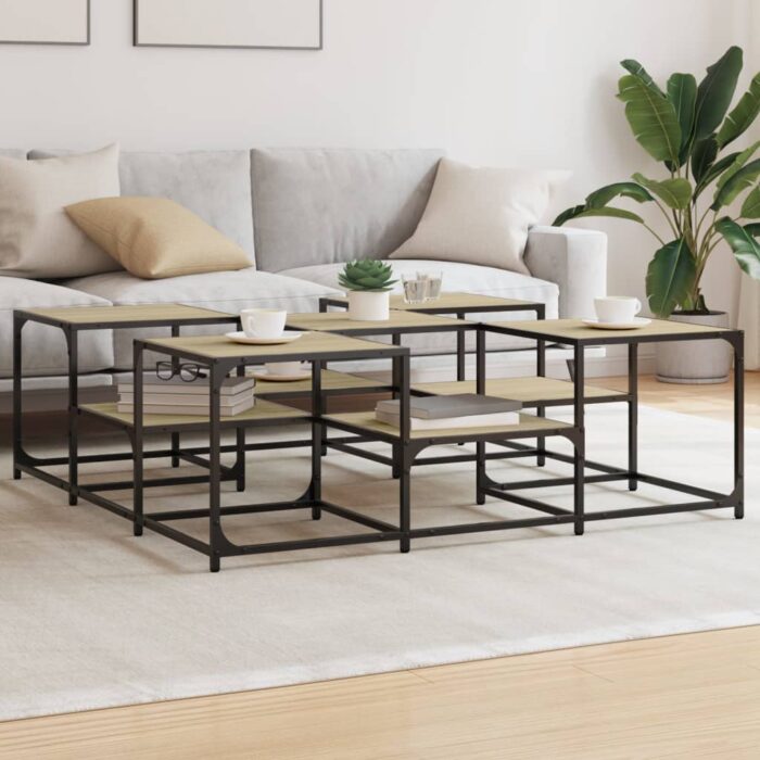 Table basse chêne sonoma 121x121x40 cm bois d'ingénierie – Image 1