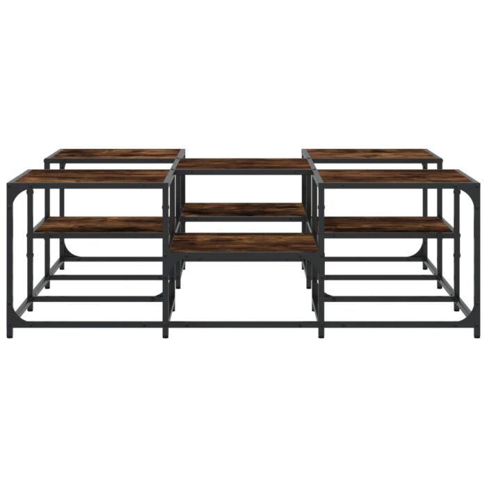 Table basse chêne fumé 121x121x40 cm bois d'ingénierie – Image 3