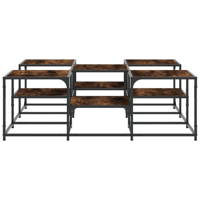 Table basse chêne fumé 121x121x40 cm bois d'ingénierie – Image 4