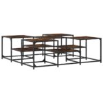 Table basse chêne fumé 121x121x40 cm bois d'ingénierie – Image 5