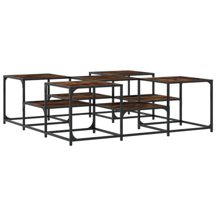 Table basse chêne fumé 121x121x40 cm bois d'ingénierie – Image 5