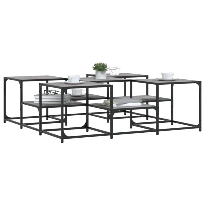 Table basse sonoma gris 121x121x40 cm bois d'ingénierie – Image 2