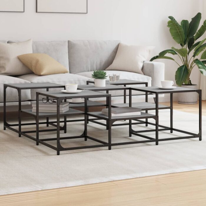 Table basse sonoma gris 121x121x40 cm bois d'ingénierie – Image 1