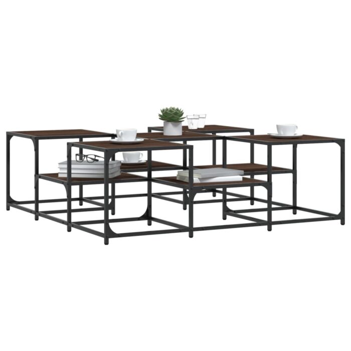 Table basse chêne marron 121x121x40 cm bois d'ingénierie – Image 2