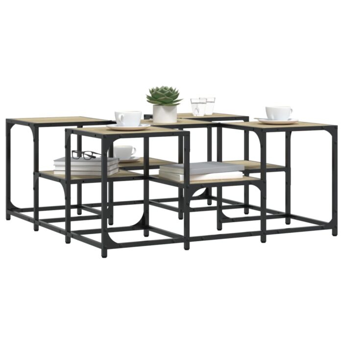 Table basse chêne sonoma 91x91x40 cm bois d'ingénierie – Image 2