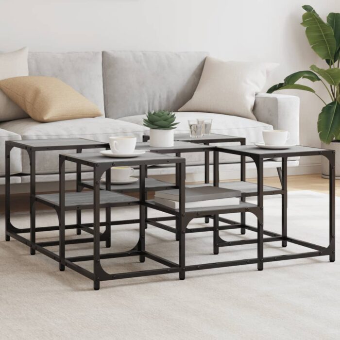 Table basse sonoma gris 91x91x40 cm bois d'ingénierie – Image 1