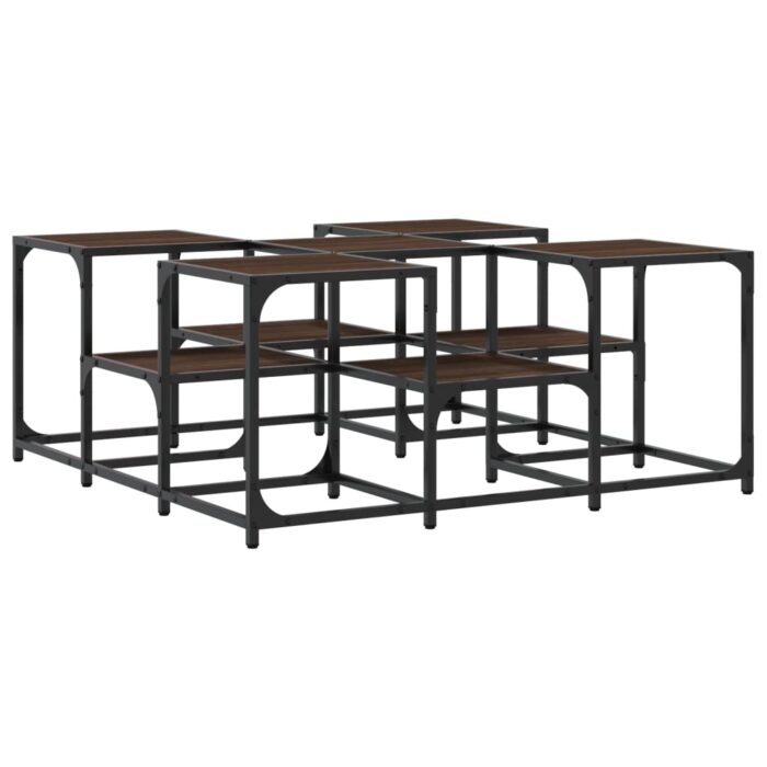 Table basse chêne marron 91x91x40 cm bois d'ingénierie – Image 5
