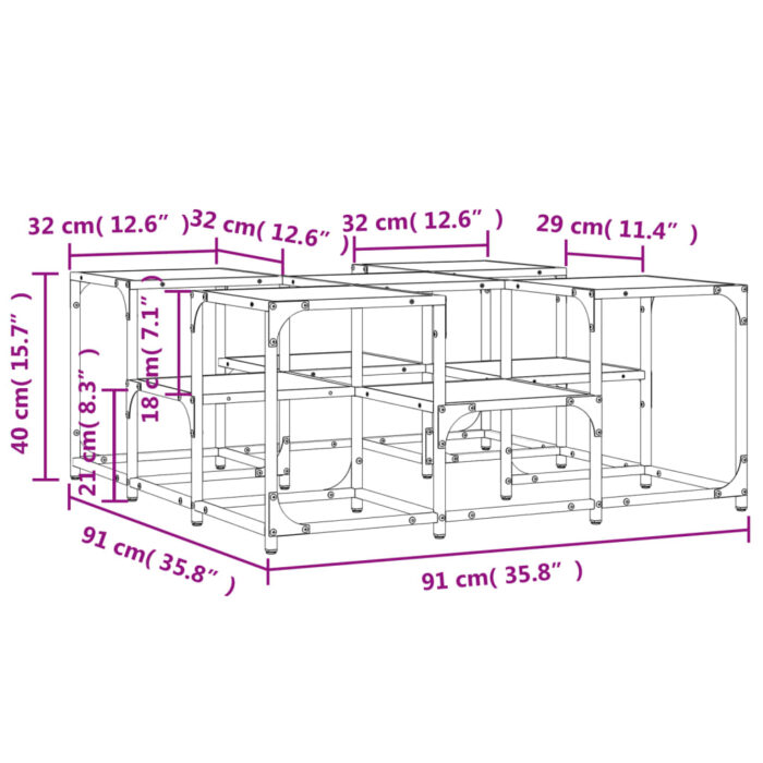 Table basse chêne marron 91x91x40 cm bois d'ingénierie – Image 8