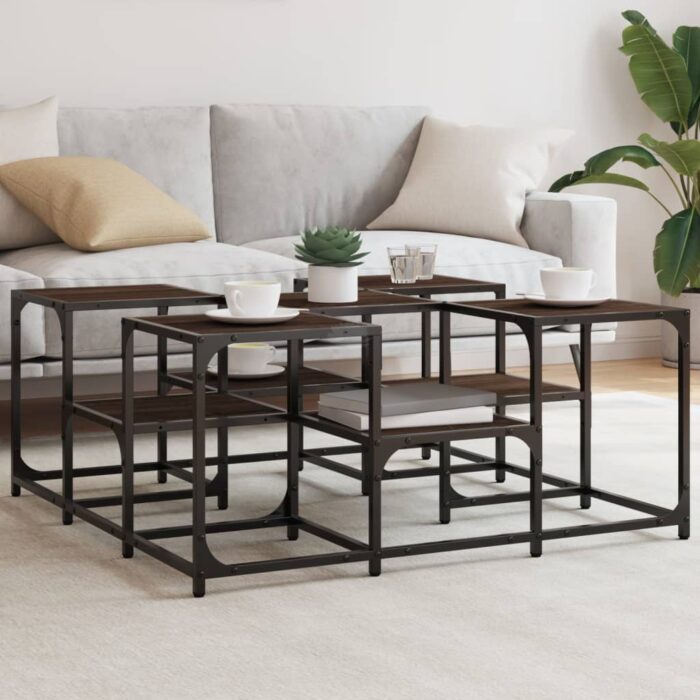 Table basse chêne marron 91x91x40 cm bois d'ingénierie – Image 1