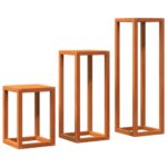 Supports pour plantes 3 pcs marron cire bois de pin massif – Image 5