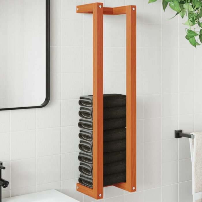 Porte-serviette marron cire 23x18x90 cm bois de pin massif – Image 1