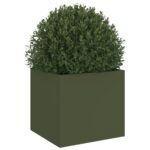 Jardinière vert olive 32x30x29 cm acier – Image 2