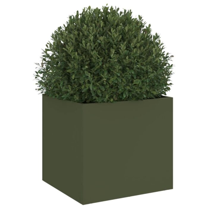 Jardinière vert olive 32x30x29 cm acier – Image 2