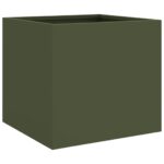 Jardinière vert olive 32x30x29 cm acier – Image 5