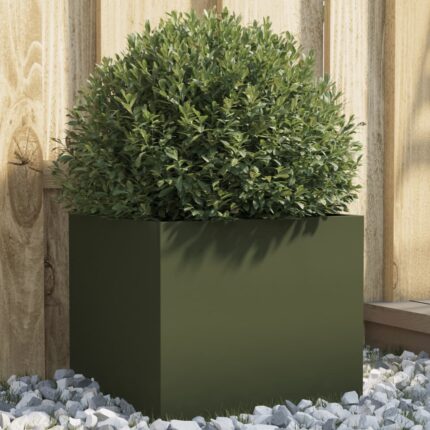 Jardinière vert olive 32x30x29 cm acier