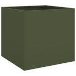 Jardinière vert olive 42x40x39 cm acier – Image 4