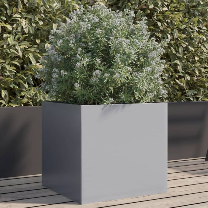 Jardinière argenté 42x40x39 cm acier galvanisé – Image 1