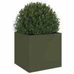 Jardinière vert olive 49x47x46 cm acier – Image 2