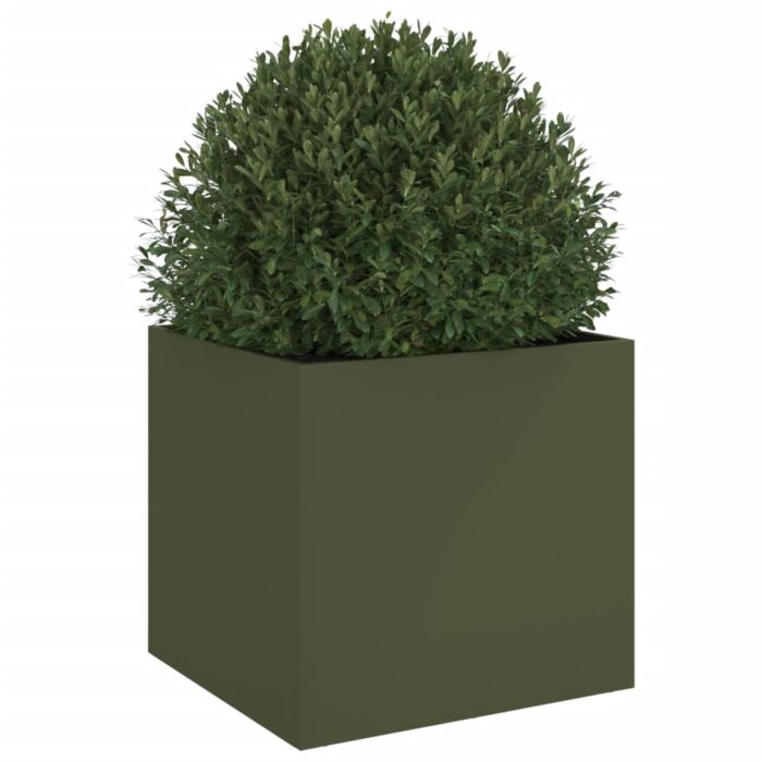 Jardinière vert olive 49x47x46 cm acier – Image 2
