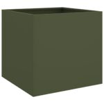 Jardinière vert olive 49x47x46 cm acier – Image 5