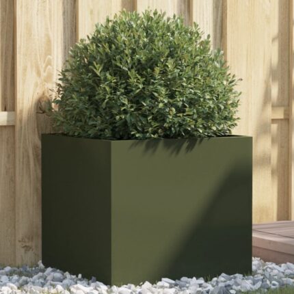 Jardinière vert olive 49x47x46 cm acier