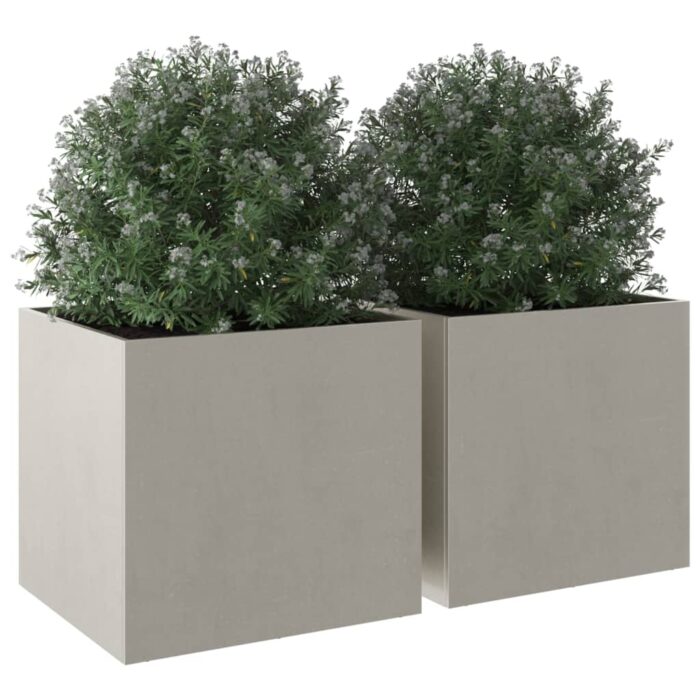 Jardinières 2 pcs argenté 49x47x46 cm acier inoxydable – Image 2