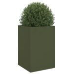 Jardinière vert olive 52x48x75 cm acier – Image 2