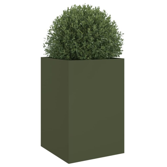 Jardinière vert olive 52x48x75 cm acier – Image 2