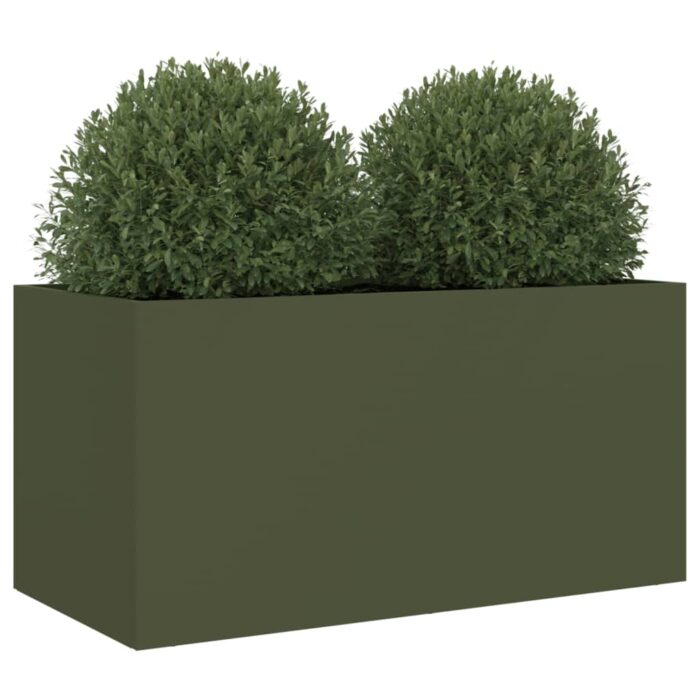 Jardinière vert olive 62x30x29 cm acier – Image 2