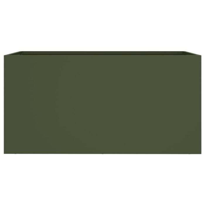 Jardinière vert olive 62x30x29 cm acier – Image 3