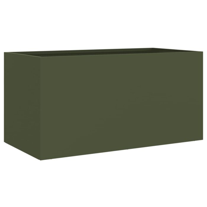 Jardinière vert olive 62x30x29 cm acier – Image 5