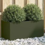 Jardinière vert olive 62x30x29 cm acier