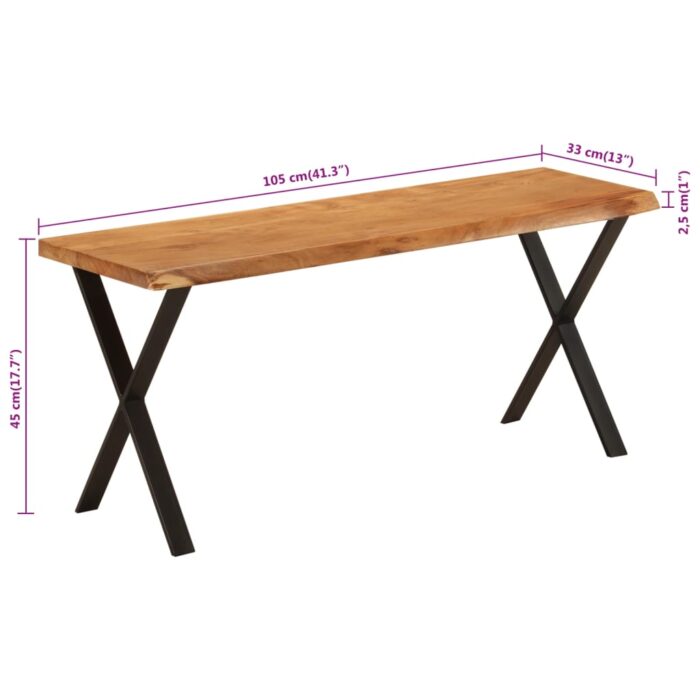 Banc avec bord vivant 105 cm bois d'acacia massif – Image 7