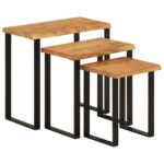 Tables gigognes 3 pcs avec bord vivant bois massif d'acacia – Image 10