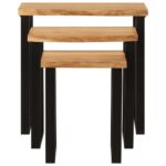 Tables gigognes 3 pcs avec bord vivant bois massif d'acacia – Image 2