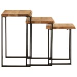 Tables gigognes 3 pcs avec bord vivant bois massif d'acacia – Image 3