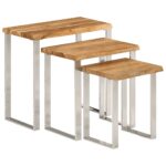 Tables gigognes 3 pcs avec bord vivant bois massif d'acacia – Image 10