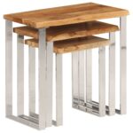 Tables gigognes 3 pcs avec bord vivant bois massif d'acacia – Image 4