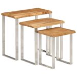 Tables gigognes 3 pcs avec bord vivant bois massif d'acacia – Image 9