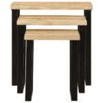 Tables gigognes 3 pcs avec bord vivant bois de manguier massif – Image 2