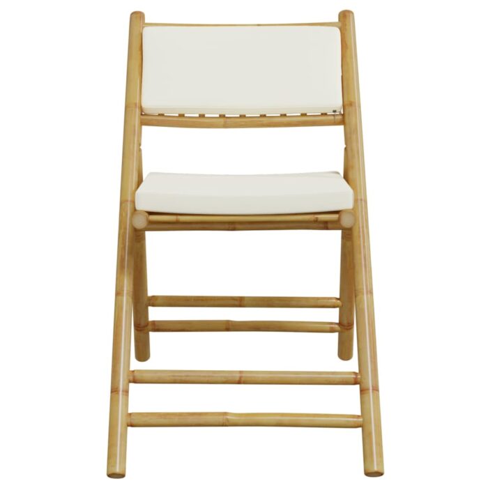 Chaises de bistro pliantes lot de 4 et coussins blanc crème – Image 2