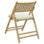 Chaises de bistro pliantes lot de 6 et coussins blanc crème – Image 4