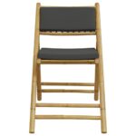 Chaises de bistro pliantes lot de 4 coussins gris foncé bambou – Image 2
