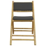 Chaises de bistro pliantes lot de 6 coussins gris foncé bambou – Image 2